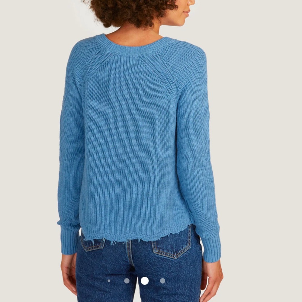 Autumn Cahmere distressed scallop shaker sweater in blue size Xs 100%cotton - Picture 2 of 10